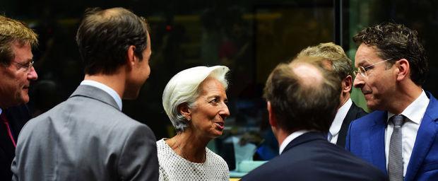 Onder anderen Christine Lagarde (m) en Jeroen Dijsselbloem (r)