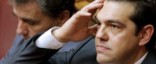 Premier Tsipras in het parlement