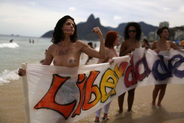 Vrouwen protesteren tegen censuur in de kunsten in Brazilië, Rio de Janeiro, 4 november 2017. 