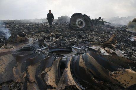 De wrakstukken van vlucht MH17. 