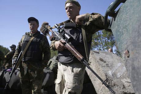 Oekraïense soldaten op de grens tussen Donetsk en Luhansk.