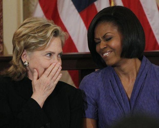 Hillary Clinton en Michelle Obama