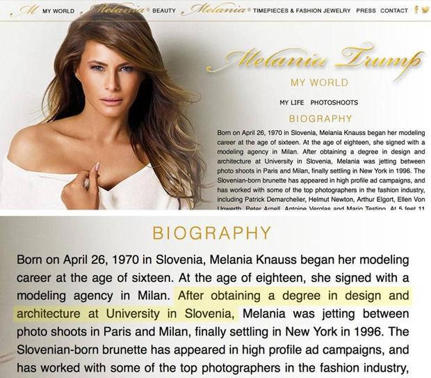 Website Melania Trump is plots offline, na twijfels over haar diploma