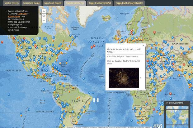 Des cartes interactives regroupent les photos prises depuis l'espace