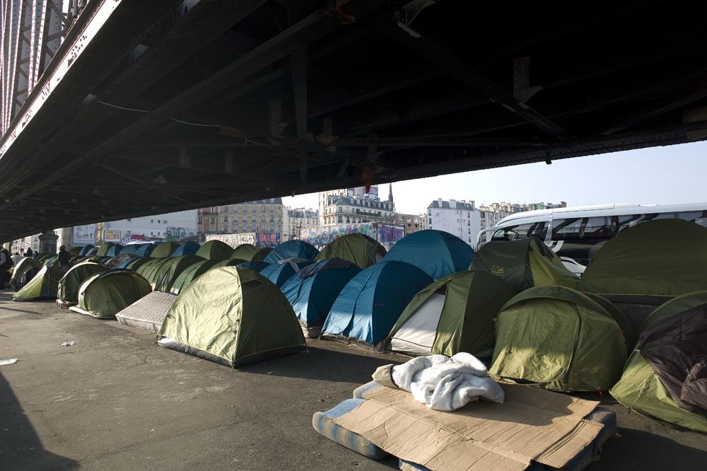 Campement de migrants, Porte de la Chapelle à Paris