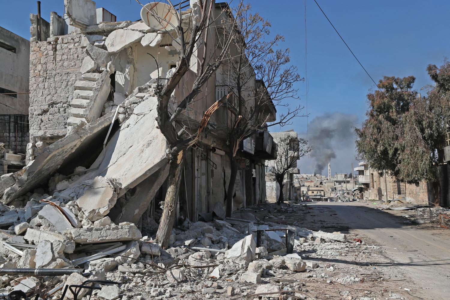 Saraqeb, à l'Est de la province d'Idlib, Syrie.