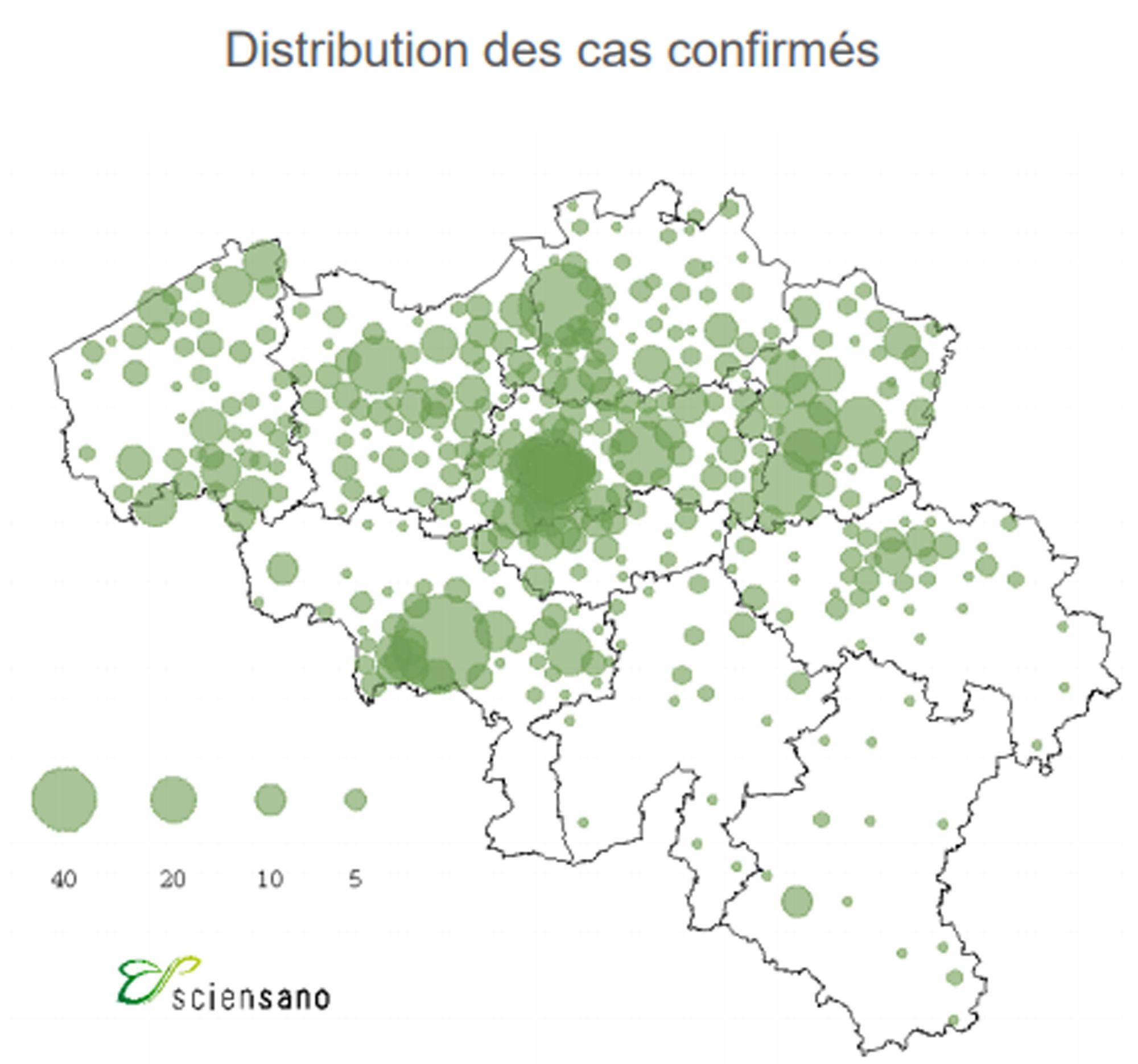Cette carte représente la distribution des cas rapportés. 