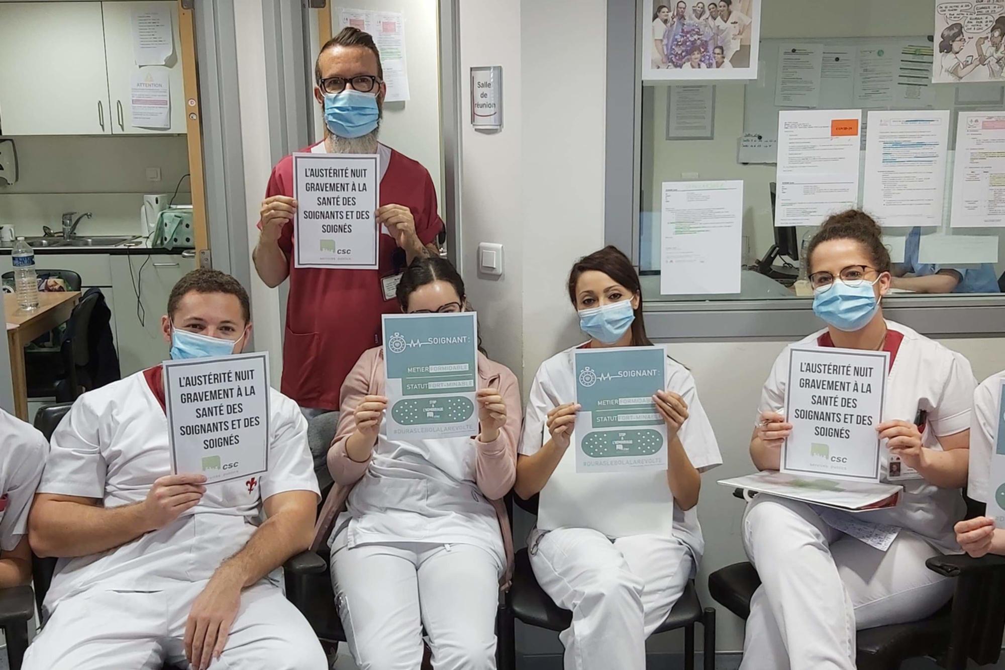 Une campagne photo a été initié, ce jeudi, par les travailleurs des institutions de soins hospitaliers hennuyers.