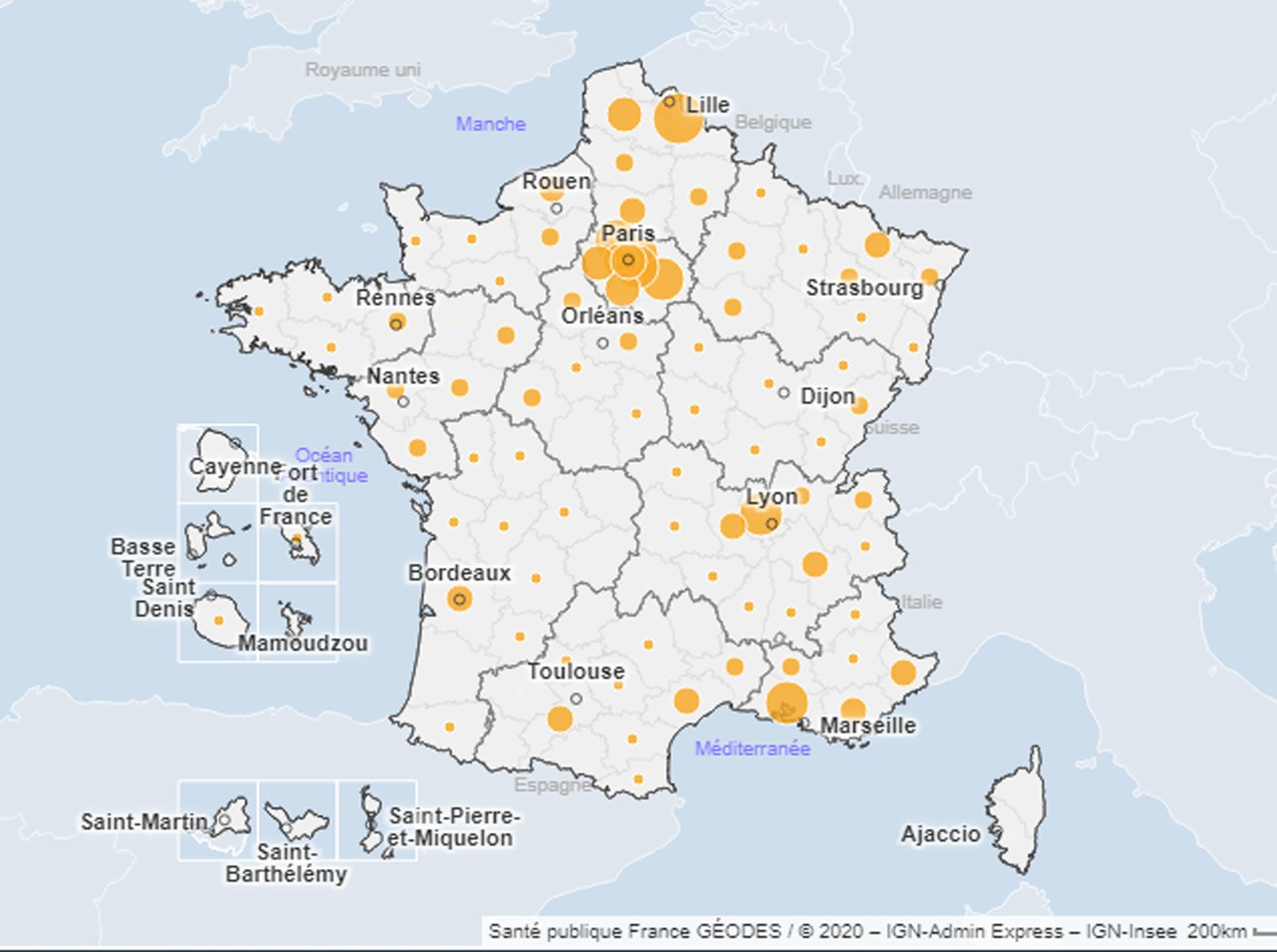 Nombre de patients détectés positifs au Covid-19 en France le 26 mars 2021.