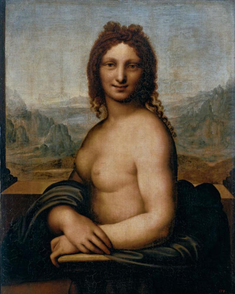 Plusieurs élèves de Léonard ont copié le dessin original de Chantilly, comme Salai, qui serait peut-être l'auteur du tableau conservé à L'Ermitage.