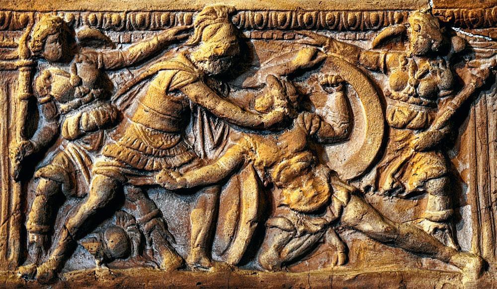 Le récit de Caïn et Abel. Panneau d'ivoire. Cathédrale de Salerne. Vers 1084.