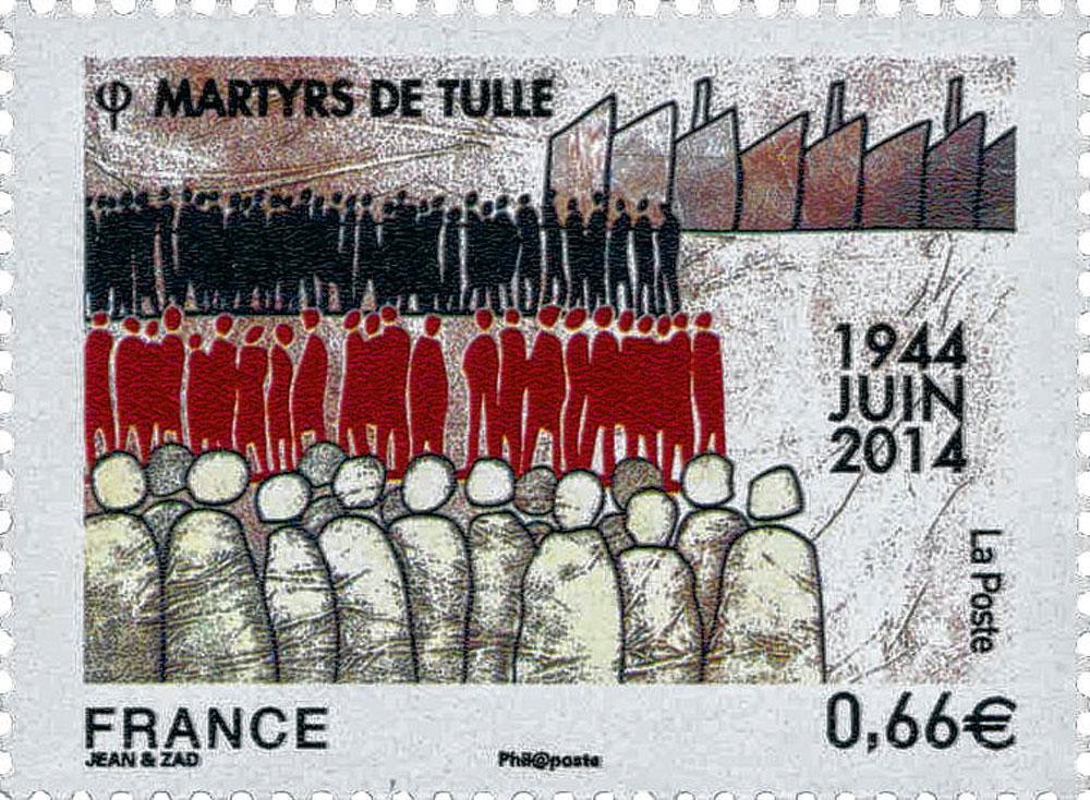En souvenir du bain de sang commis 70 ans plus tôt par les militaires allemands à Tulle, la Poste française a émis un timbre commémoratif.