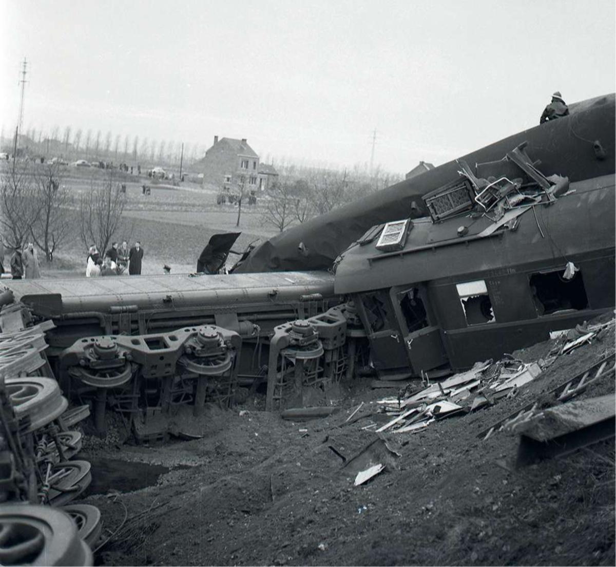 Accident de train à Wilsele, en 1954.