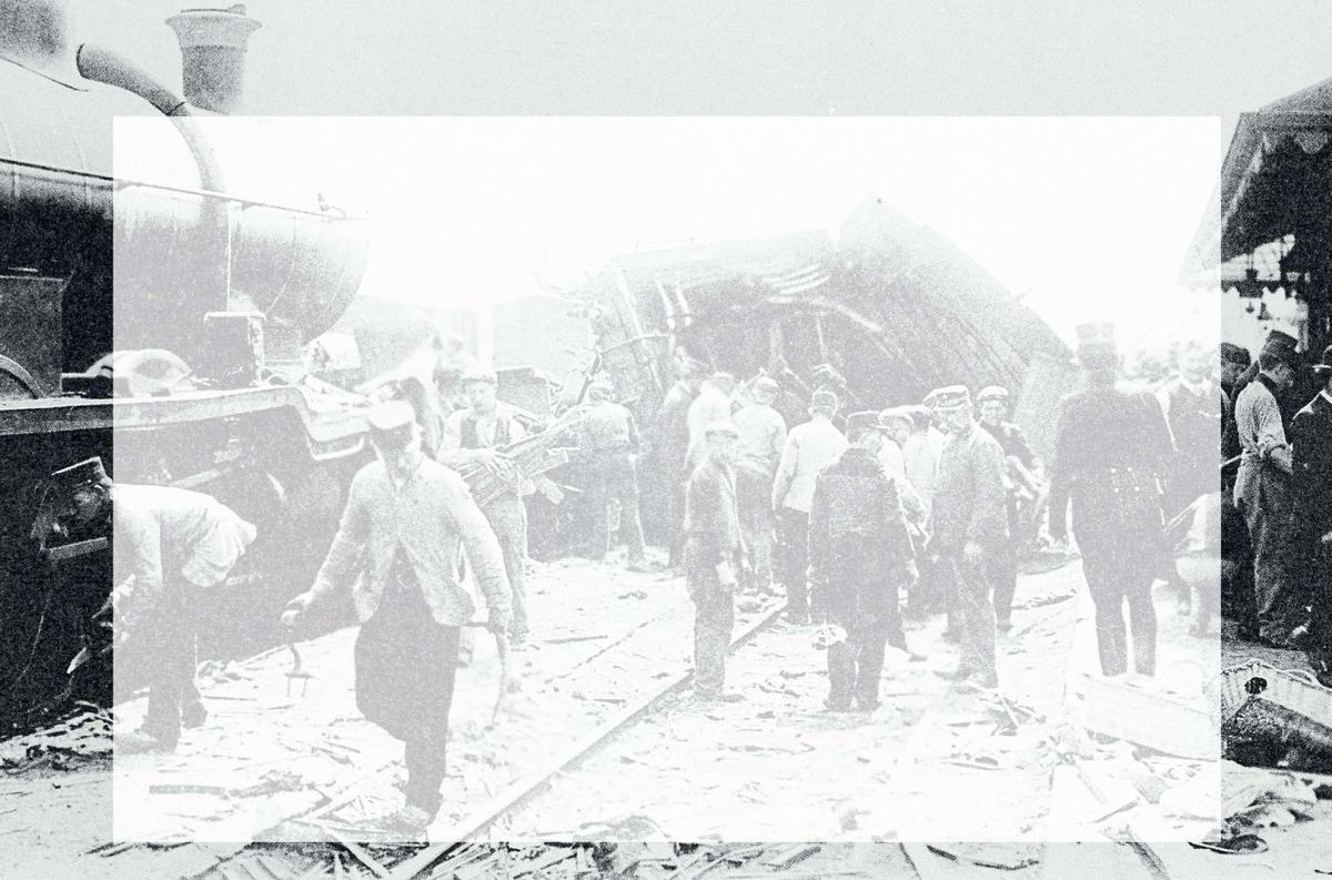 En arrière-plan : La catastrophe de Kontich (21 mai 1908).