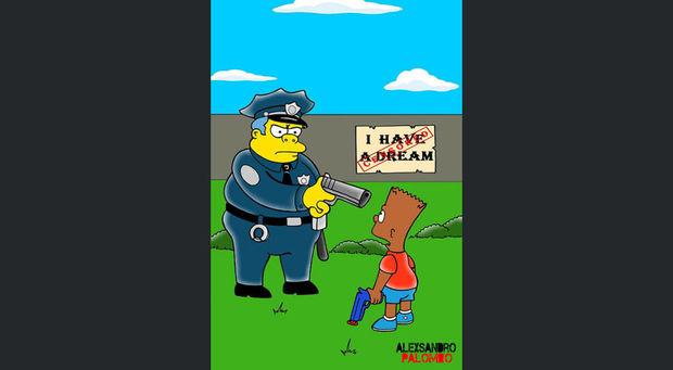 Il repeint les Simpson en noir contre la violence policière aux Etats-Unis