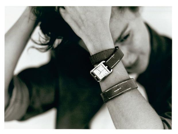 Zilveren 'Cod'-uurwerk met leren armband. Hermès, lente/zomer 1999