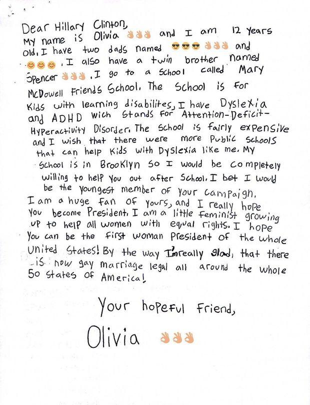 12-jarig meisje schrijft brief aan Hillary Clinton: 'Ik wil opgroeien in wereld waarin vrouwen gelijk behandeld worden'