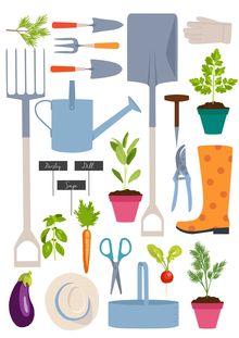 Set of gardening tools, vector illustration