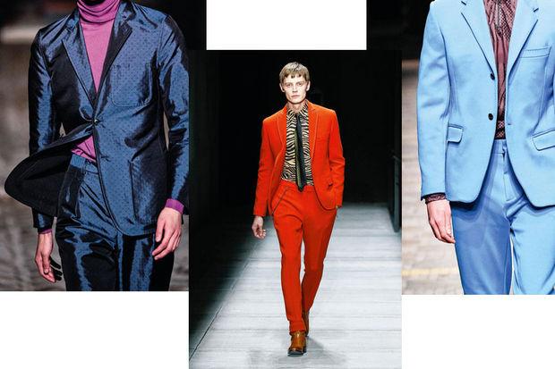 Strak in het pak. Van links naar rechts: Hermès, Bottega Veneta, Dirk Bikkembergs