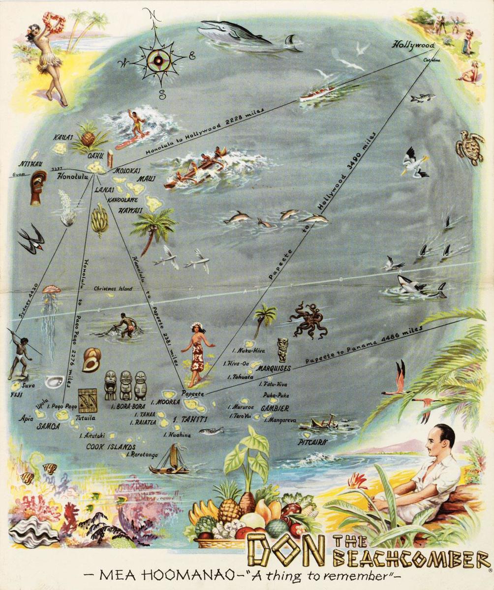 Oude menukaart van Don the Beachcomber uit 1941.