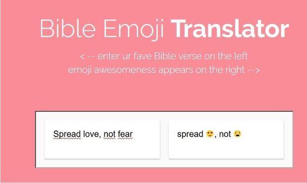 Bibleemoji.com permet de traduire des versets de la Bible en emoji. 