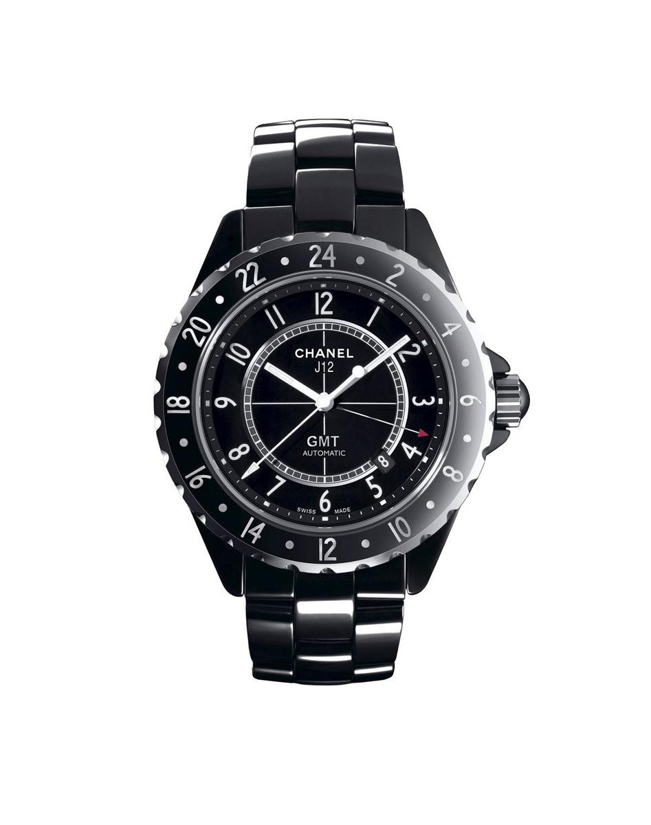 J12 GMT, Chanel: automatisch mechanisch GMT-horloge in keramiek en staal (prijs op aanvraag). chanel.com