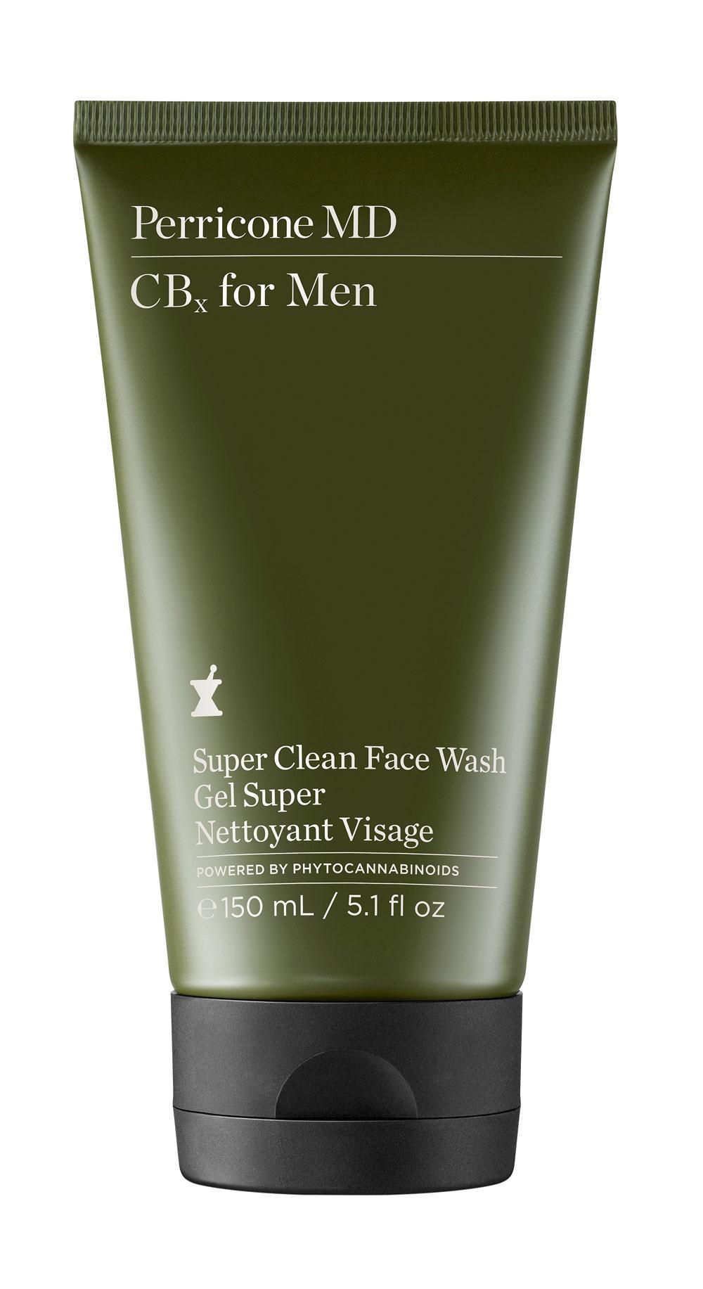 Tegen irritatie na het scheren: CBx for Men Super Clean Face Wash (37 euro) van Perricone MD.