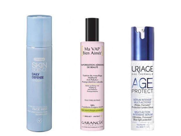 Skin Science Daily Defense Advanced Protection Face Mist (5,49 euro) van Kruidvat. Ma Vap' Bien Aimée (21,60 euro) van Garancia, bij de apotheek. Age Repair Intensief Multiactief Serum (39 euro) van Uriage, bij de apotheek.