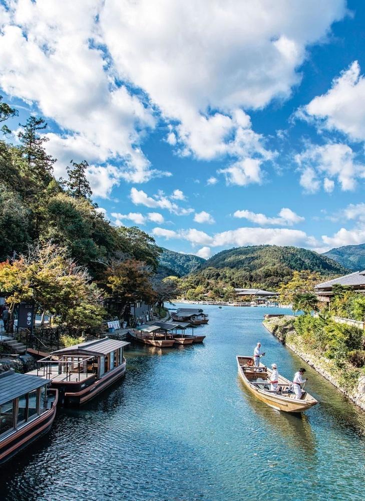 De rivier in de toeristische wijk Arashiyama.