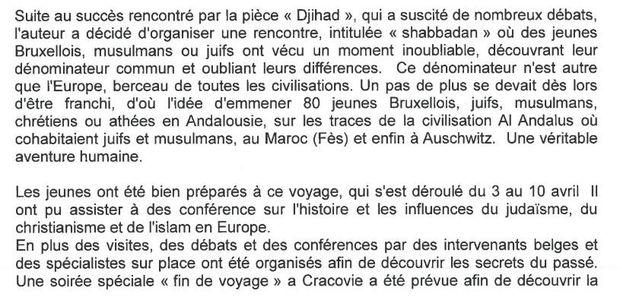 La note au gouvernement bruxellois du 25 mai assure que 80 jeunes bruxellois sont partis, du 3 au 10 avril dernier, en Andalousie, au Maroc et en Pologne.