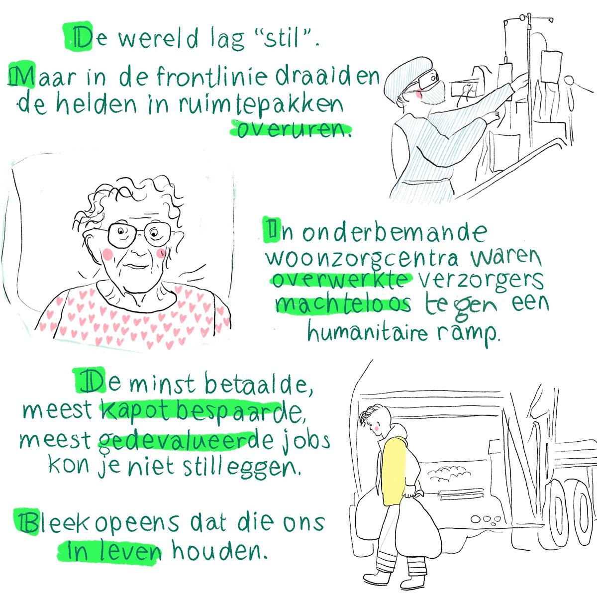 Illustrator Noëmi Willemen: 'Bleek opeens dat de meest kapotbespaarde jobs ons in leven houden'