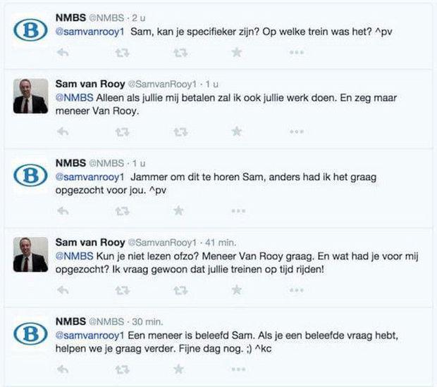 Les tweets effacés par Sam Van Rooy 