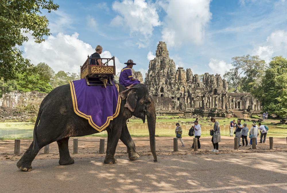 Vanaf 2020 verboden: de populaire olifantenritjes in Ankor Wat, Cambodja.