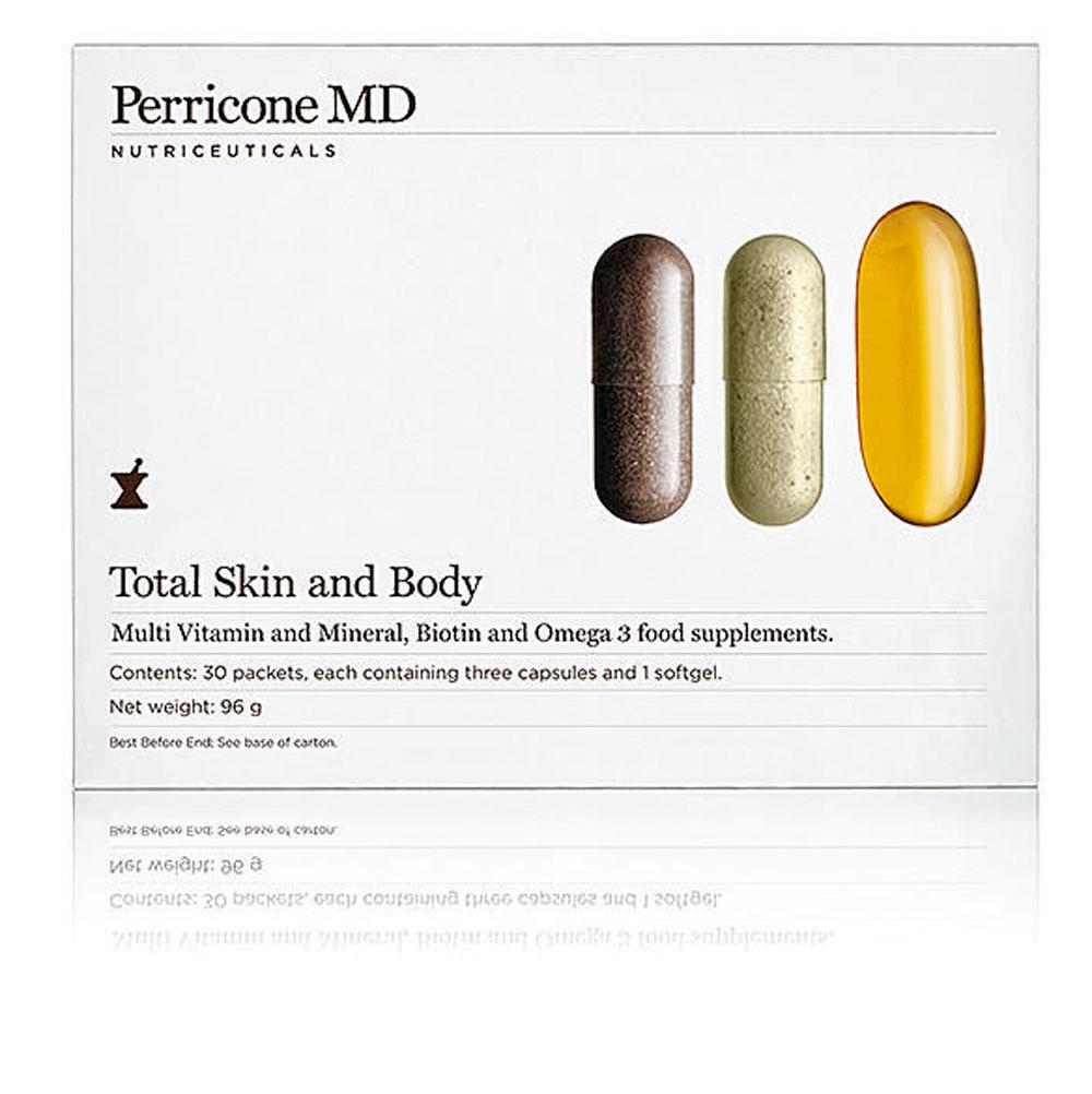 Total Skin and Body (98 euro), Dr. Perricone, via babassu.nl. Bevat onder meer biotine, vitamines B, E en C, antioxidanten, zink, koper en omega 3.