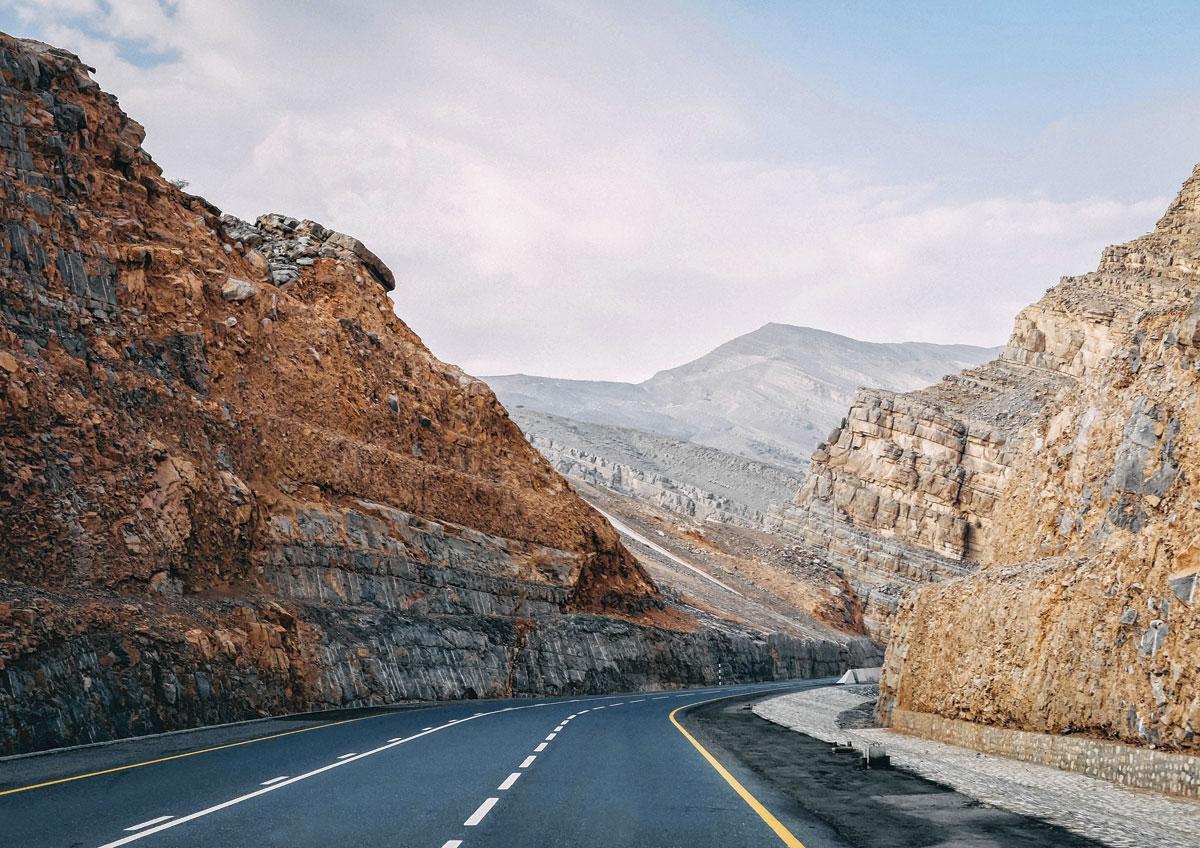 De Jebel Jais, op de grens met Oman: een klim van 35 km.
