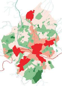 En rouge vif, les zones prioritaires pour accueillir 12 000 logements supplémentaires d'ici à 2050. 