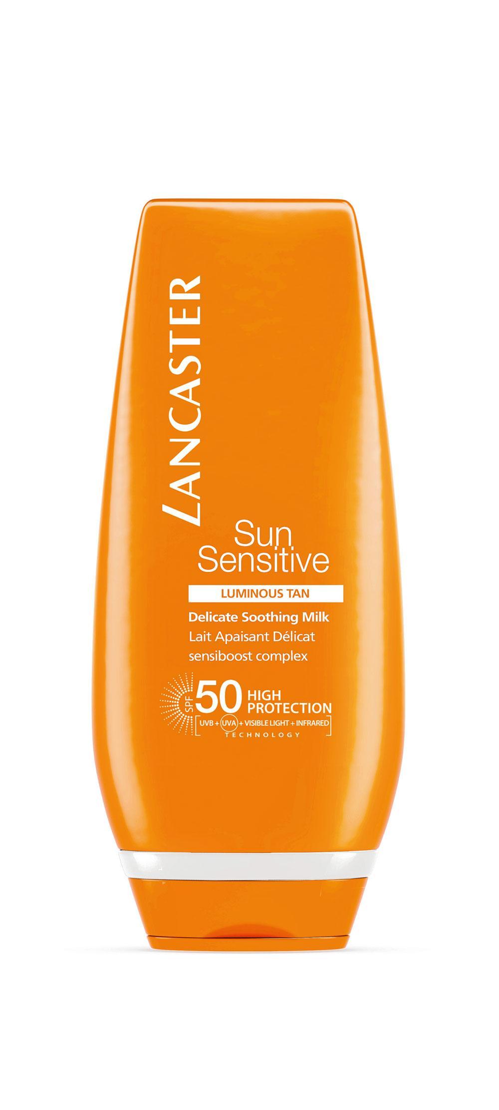Sun Sensitive Delicate Soothing Milk SPF50 (30 euro), Lancaster.
