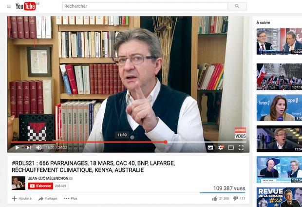 Jean-Luc Mélenchon cartonne sur sa chaîne YouTube où il peut parler à l'infini...