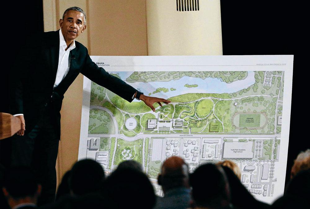 Le 3 mai 2017, Barack Obama présente les plans du futur centre présidentiel...