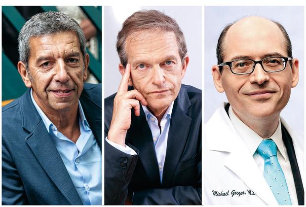 Michel Cymes, Frédéric Saldmann et Michael Greger, trois médecins et auteurs à succès.