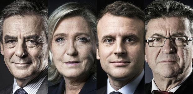 François Fillon, Marine Le Pen, Emmanuel Macron et Jean-Luc Mélenchon.