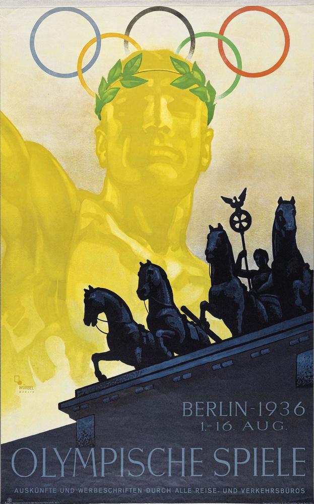 De Oostenrijkse schilder Franz Würbel won de ontwerpwedstrijd voor de affiche van 'Hitlers Spelen': Berlijn 1936.