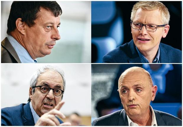 Paul-Olivier Delannois (PS), Georges Gilkinet (Ecolo), Dirk Van der Maelen (SP.A) et Georges Dallemagne (CDH) ont cuisiné le ministre des Finances à la Chambre.