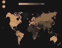 Le classement 2018 des passeports selon leur puissance, établi par The Passport Index. Plus un pays est clair, plus la liberté de mouvements de ses ressortissants est grande.
