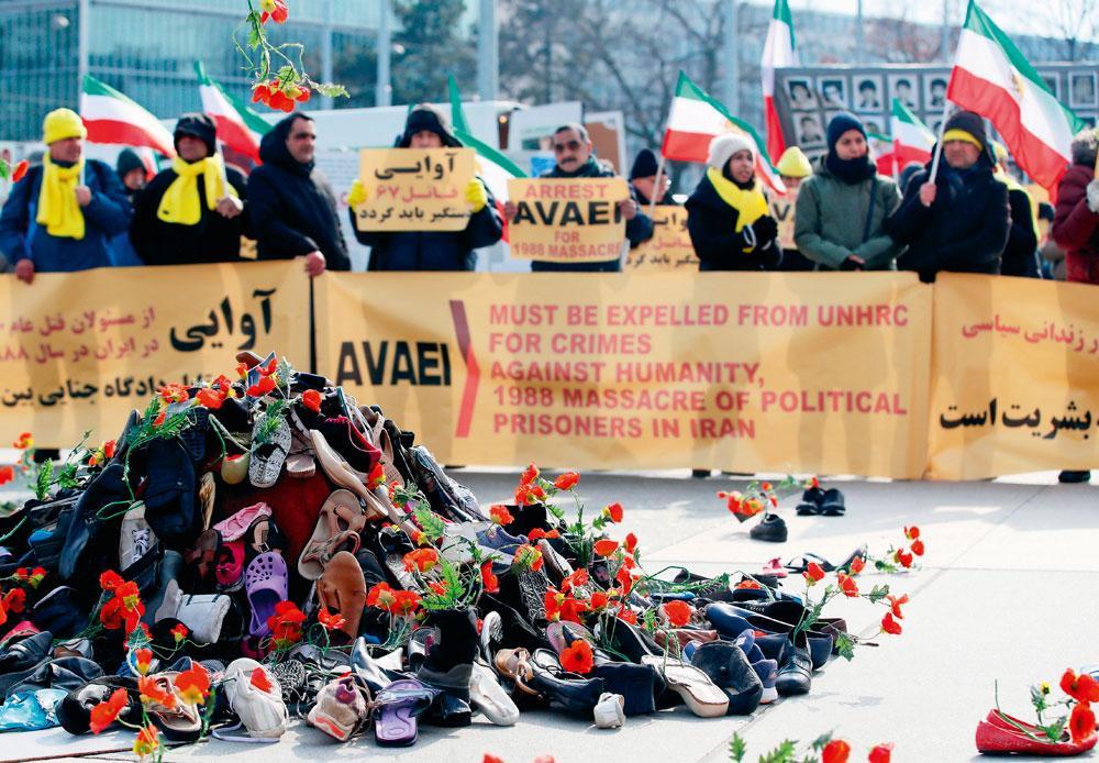 Iran Le 27 février 2018, à Genève, rassemblement contre un discours du ministre de la Justice.