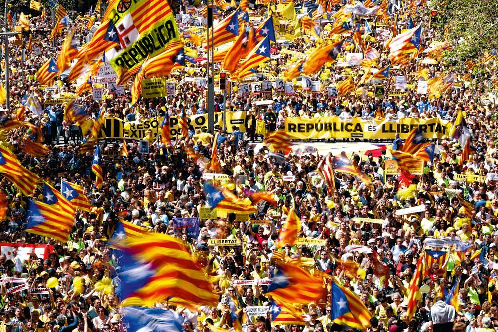 Manifestation proindépendantiste, le 15 avril, à Barcelone.