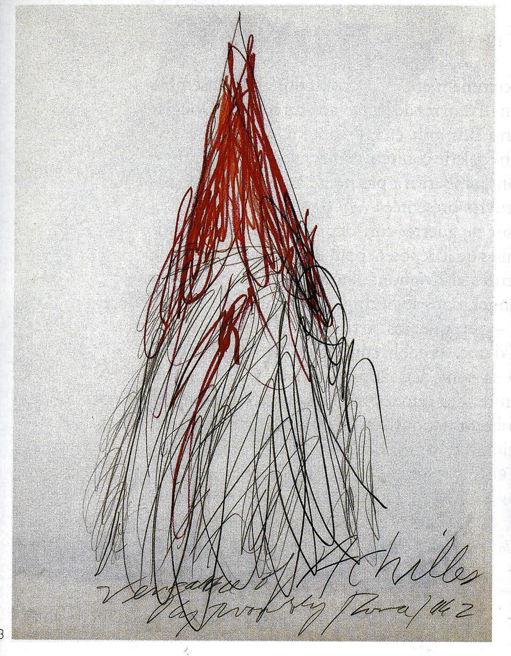 Achille pleurant la mort de Patrocle, Cy Twombly, 1962 (259 cm × 302 cm).