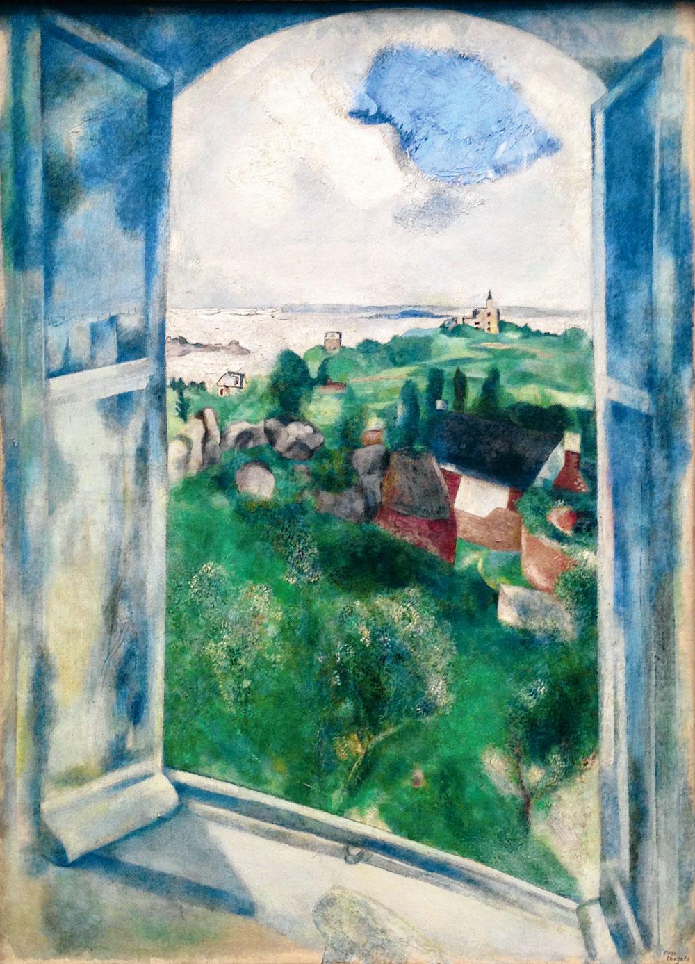 La Fenêtre sur l'île de Bréhat,  Marc Chagall, 1924 (100,5 cm × 73,5 cm).