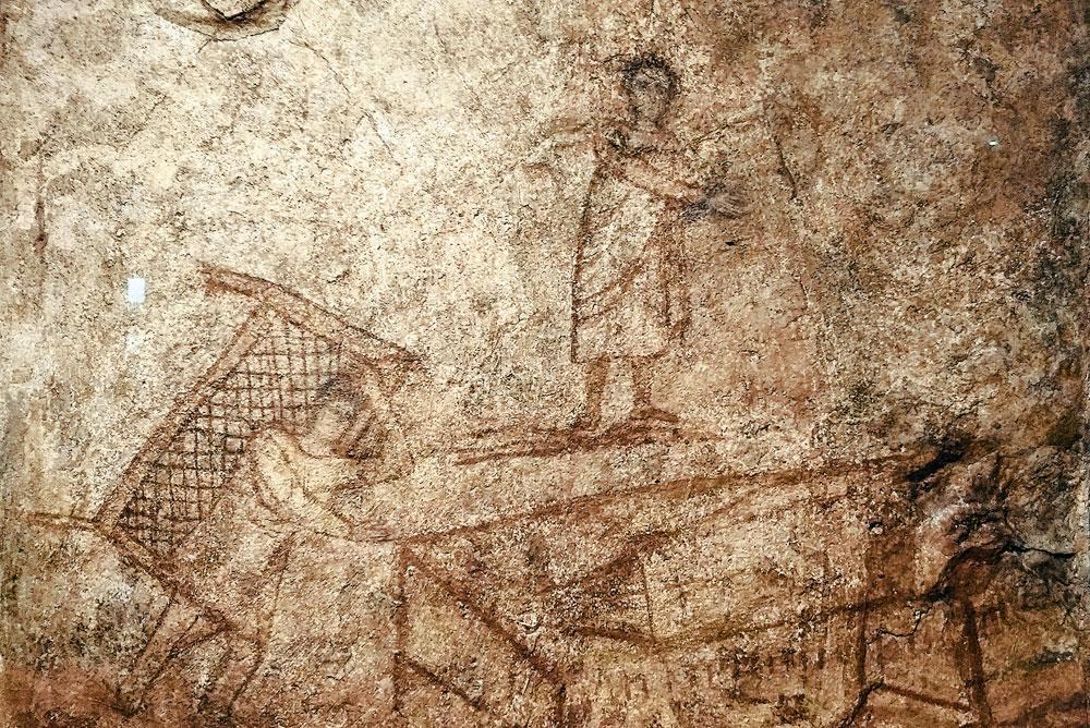 La guérison du paralytique,  fresque de Doura-Europos, Syrie, iiie siècle.