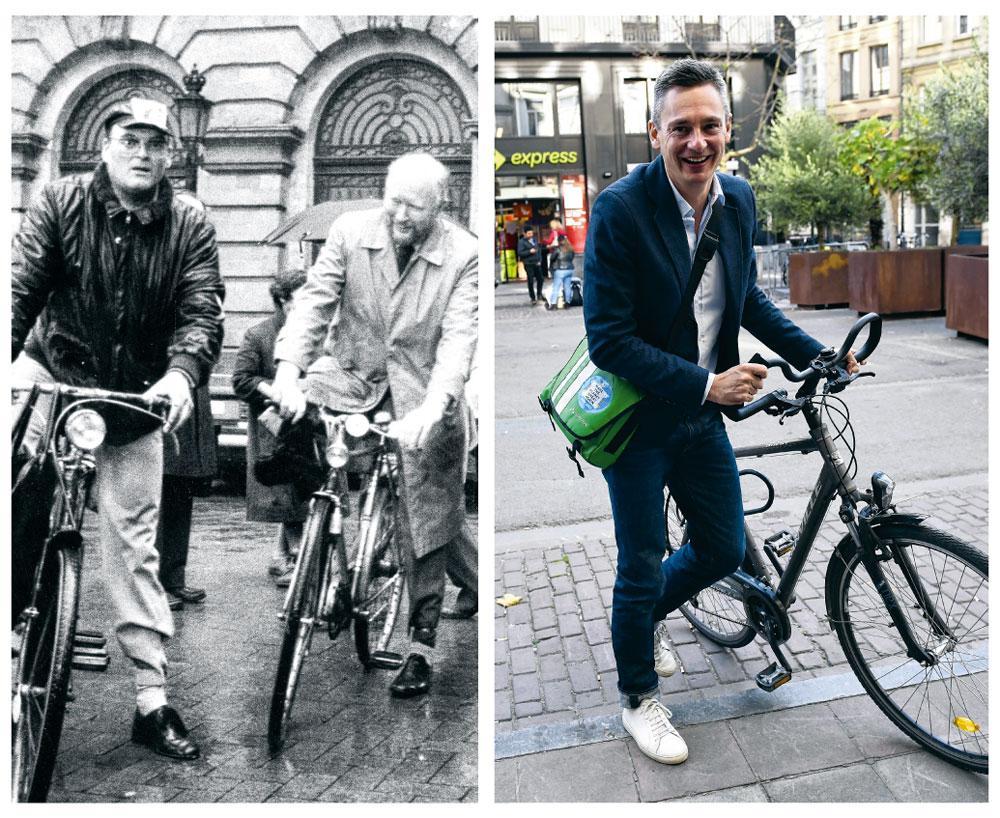 Les premiers élus Ecolo arrivent au Parlement à vélo. Il en est de même pour Benoît Hellings, grand vainqueur des communales de 2018 à Bruxelles.